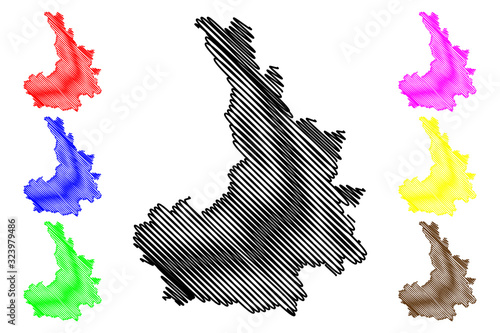 District of Pristina (Republic of Kosovo and Metohija, Districts of Kosovo, Republic of Serbia) map vector illustration, scribble sketch Pristina map photo