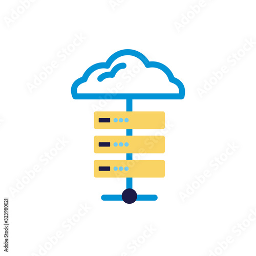 cloud computing with server lineal color style