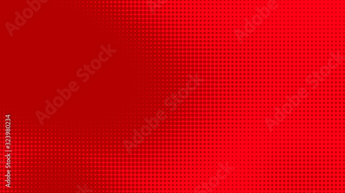 Dots halftone red color pattern gradient texture with technology digital background. Dots pop art comics with summer background.