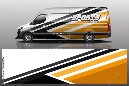 van car decal wrap design vector