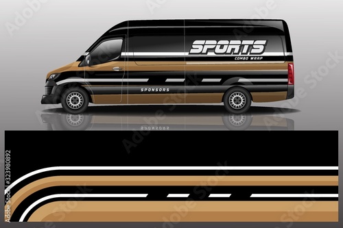 van car decal wrap design vector