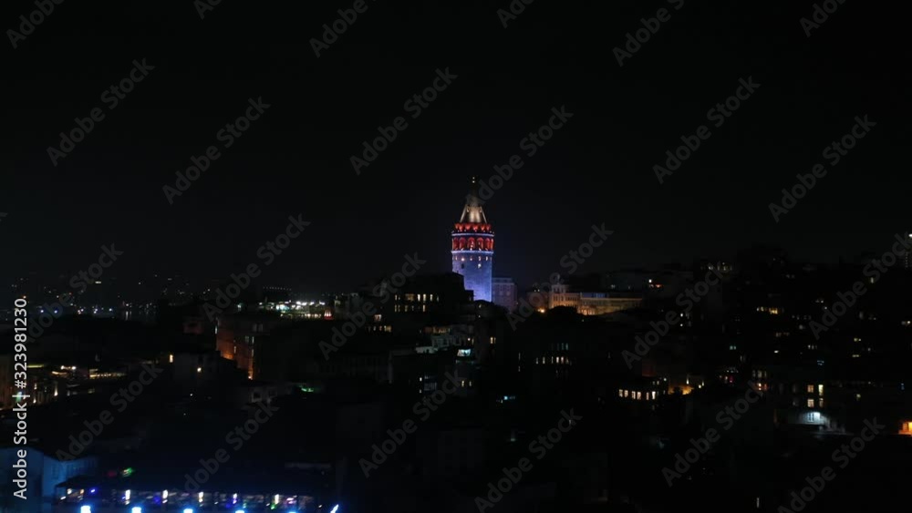 Golden Horn and Galata Tower Aerial View at Night 2 Golden Horn and Galata Tower Aerial View at Night 2