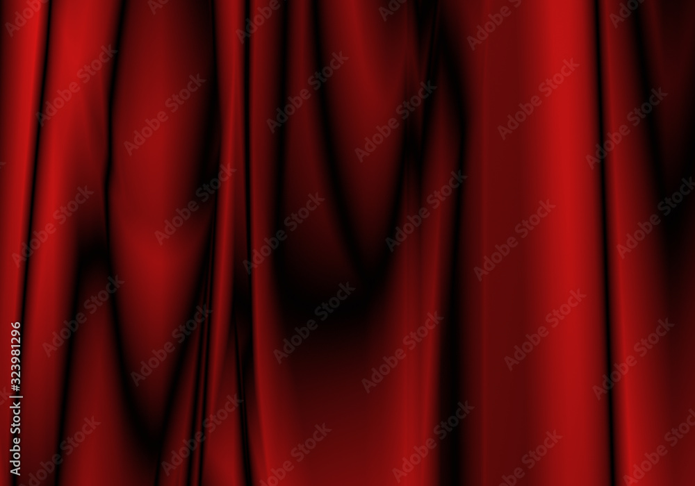 Silk Fabric Background, Red Satin Cloth Waves, Abstract Flowing Waving Textile