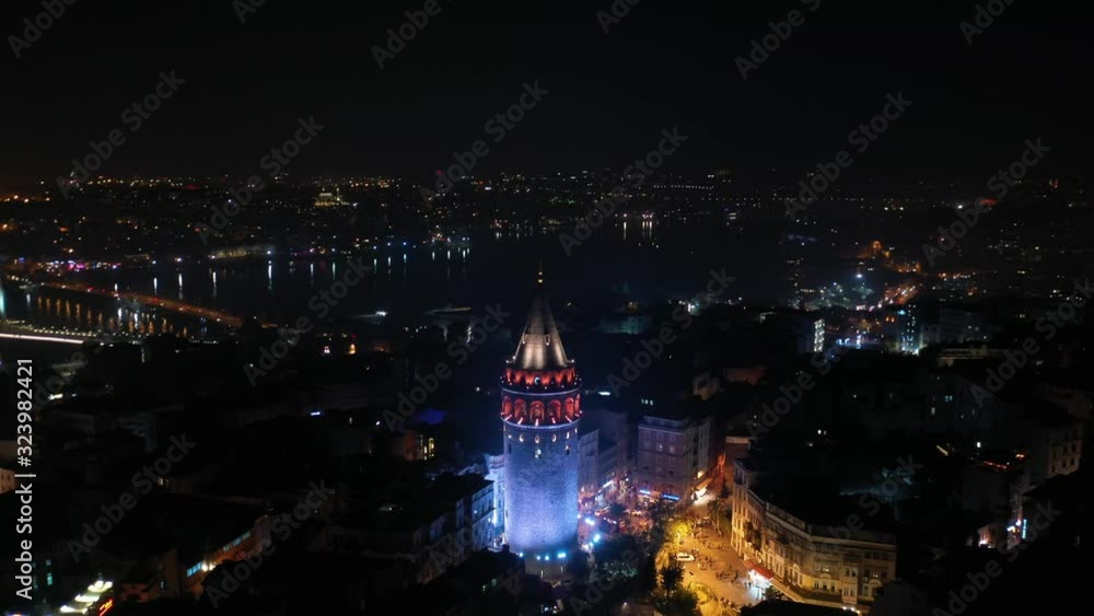 Golden Horn and Galata Tower Aerial View at Night 6 Golden Horn and Galata Tower Aerial View at Night 6