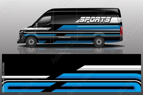 van car decal wrap design vector