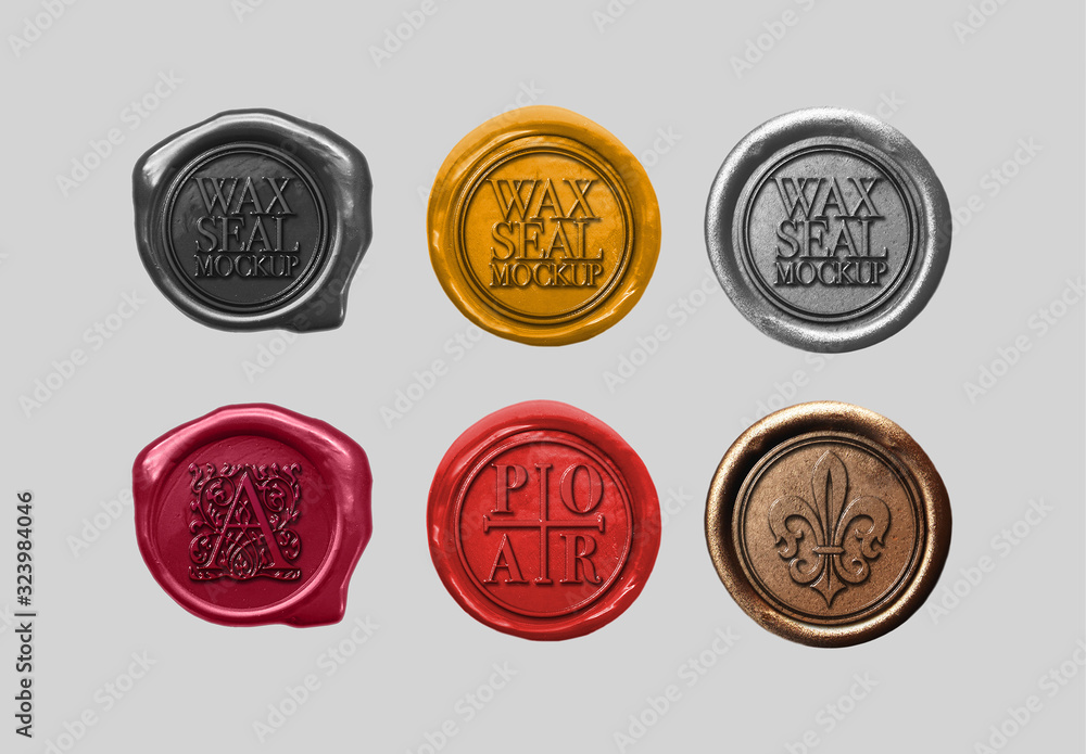 6 Wax Seals Mockup Stock Template | Adobe Stock