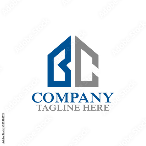 Modern real estate and the letters BC or CB. Vector illustration.