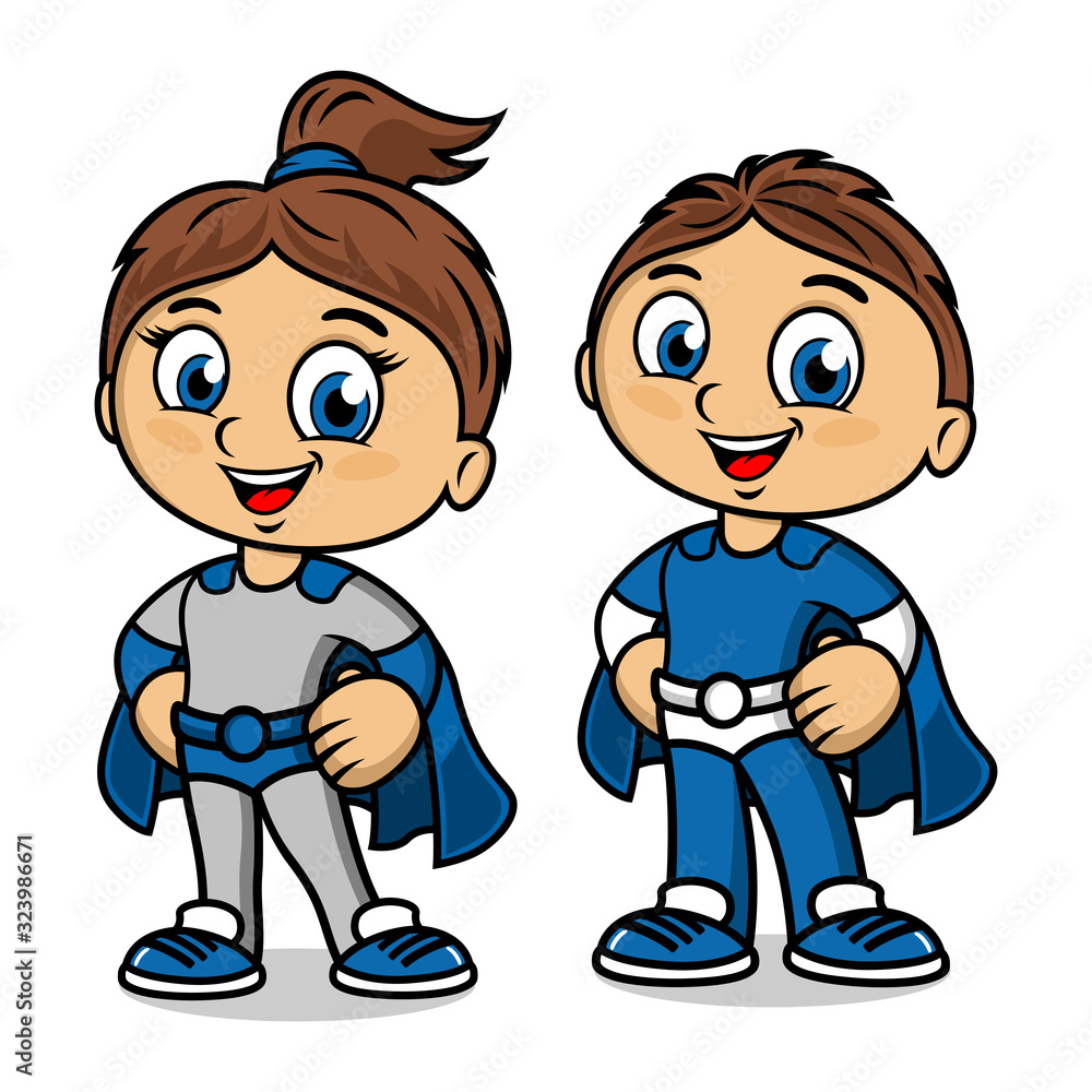 Superhero Boy and Girl Icons. Vector illustration. Superhero Boy and Girl Icons. Vector illustration.