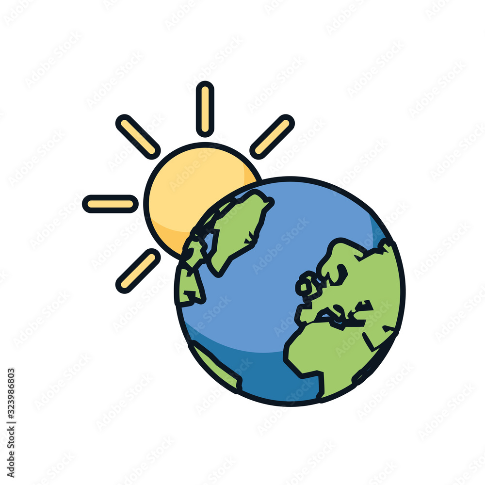 world planet earth with sun