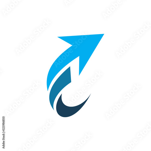 blue arrow letter f modern color logo design