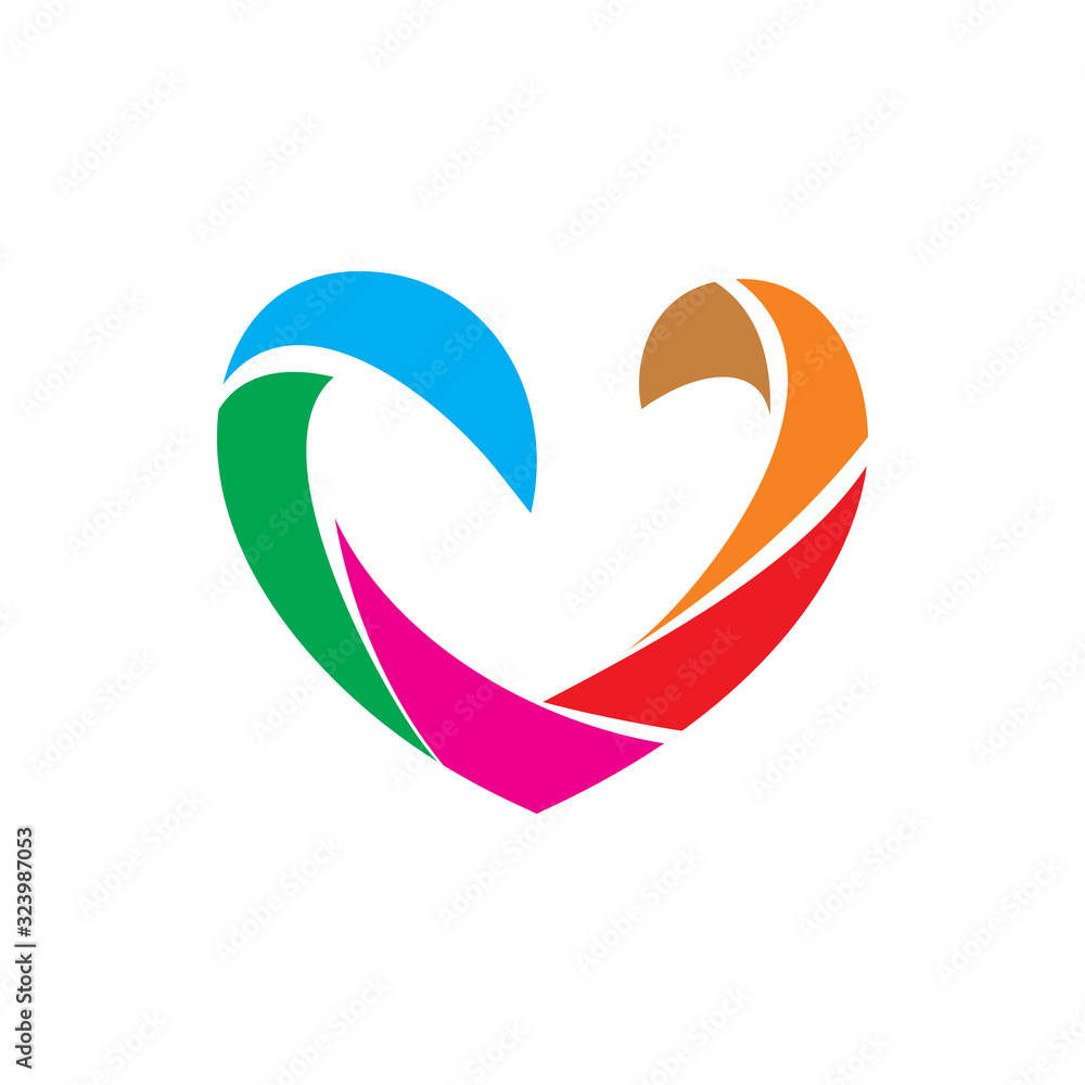 creative color love hearth shape logo design
