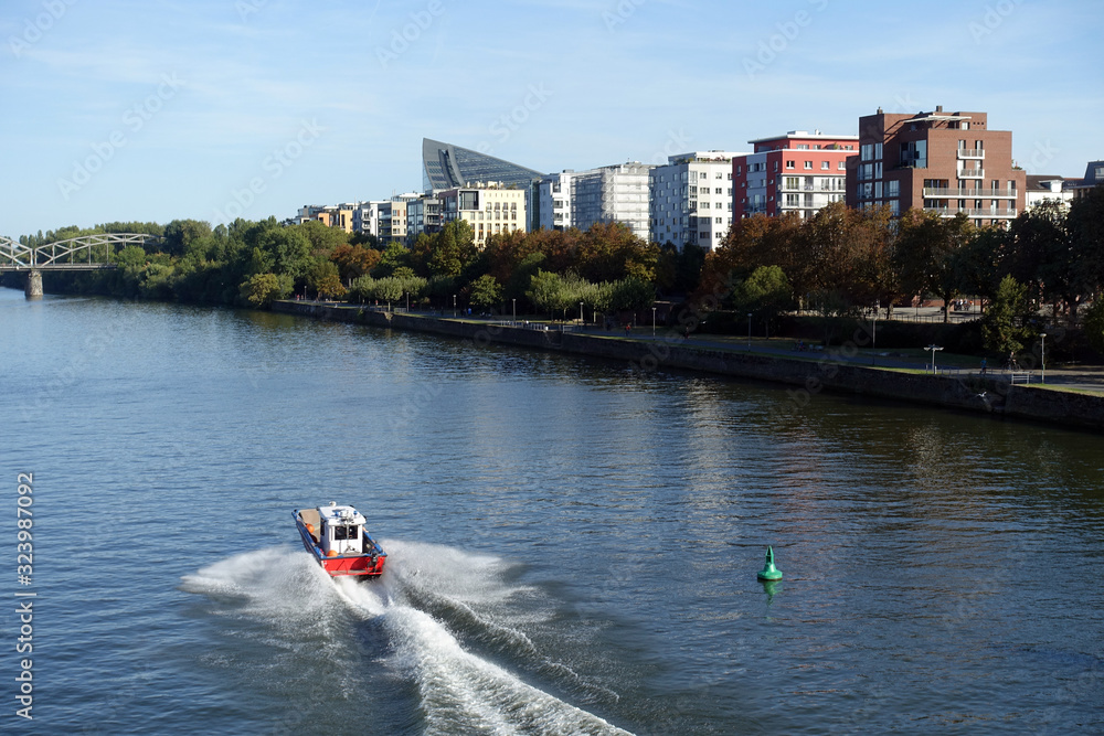 Obraz premium Boot auf dem Main in Frankfurt