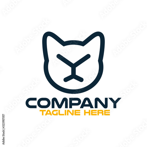 Modern bar black cat logo. Vector illustration.