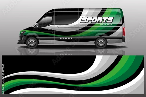 van car decal wrap design vector