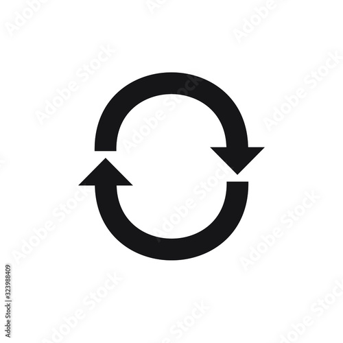 Vector flat cartoon black round reduce reuse recycle symbol isolated on white background