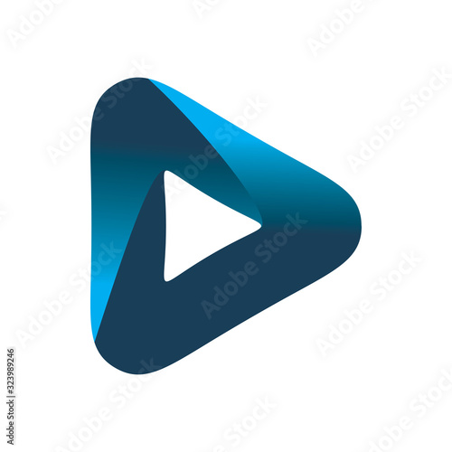 blue modern color triangle play media logo design