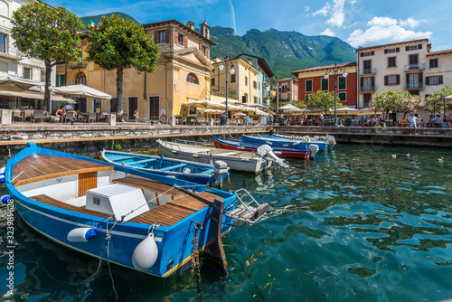 Beautiful peaceful lake Garda, Italy. Malcesine. An Old Town.