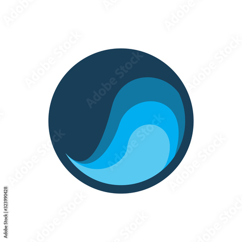 blue circle globe wave logo design
