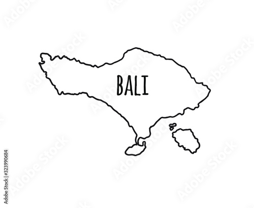 Fotografie, Obraz Vector hand drawn outline doodle sketch Bali map silhouette isolated on white ba
