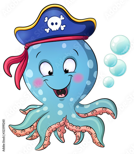 Niedlicher Tintenfisch - Vektor-Illustration