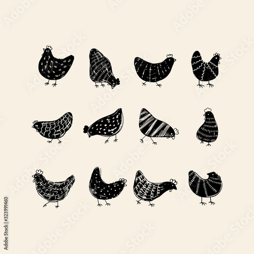 Vintage set of hens.