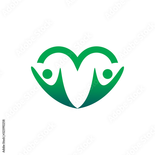 green nature love hearth people logo design