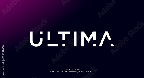 Ultima, an Abstract technology futuristic alphabet font. digital space typography vector illustration design