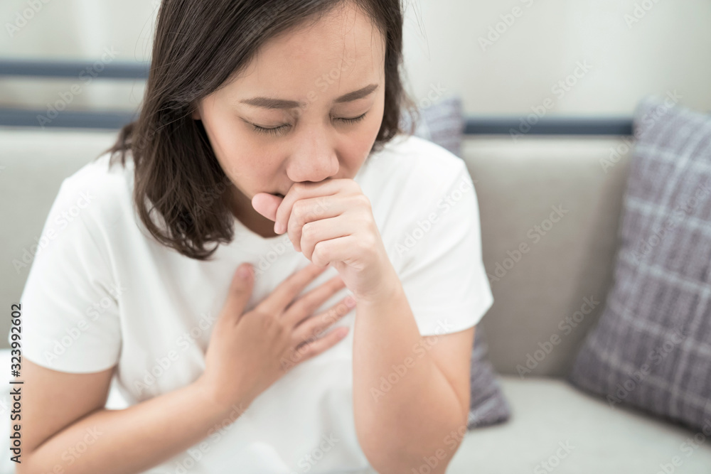Health care, Asian woman sick and cough. Health care, Asian woman sick and cough.