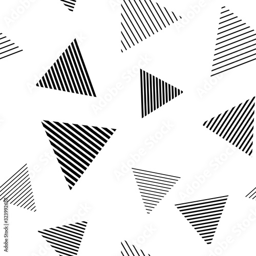 Trendy seamless pattern with graphic abstract geometric shapes. Avant-garde puzzle style. Geometric wallpaper for cover design.