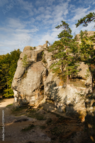 Dovbush Rocks in Bubnyshche , Carpathian mountains, Ukraine
