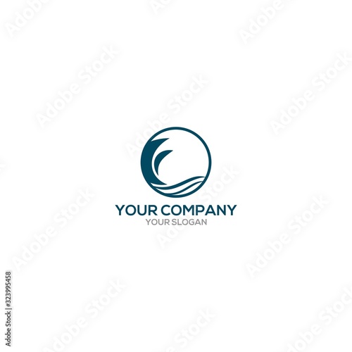 Circle Blue Wave Logo Design Vector