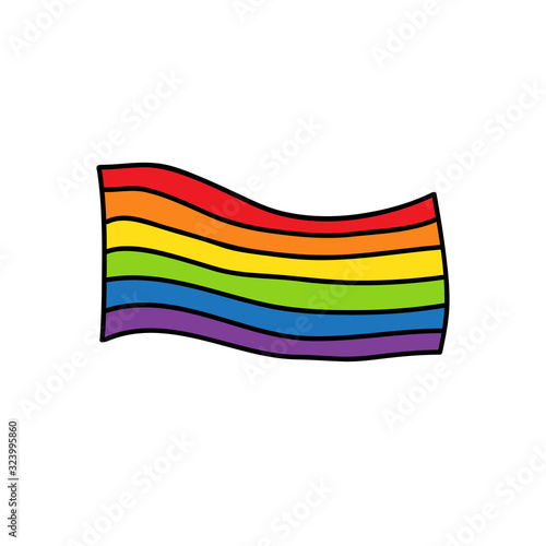 lgbtq rainbow flag doodle icon, vector illustration