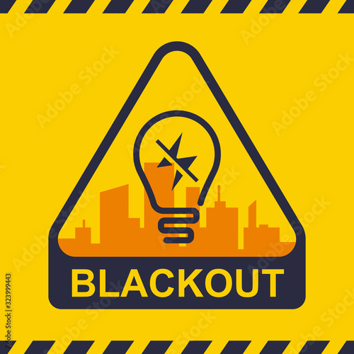 blackout icon on a city background. power outage. flat vector illustration.