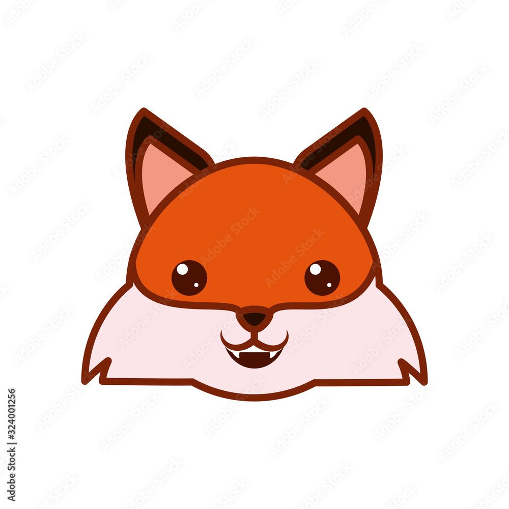 Cute kawaii fox cartoon line and fill style icon vector design Cute kawaii fox cartoon line and fill style icon vector design