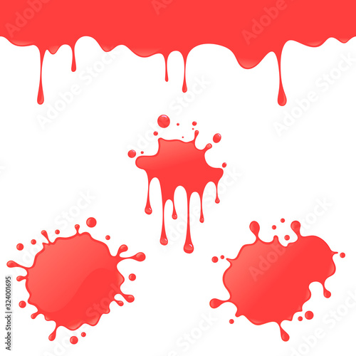 Vector red splash and dripping set. To see the other vector splash illustrations , please check Splash and Dripping collection.
