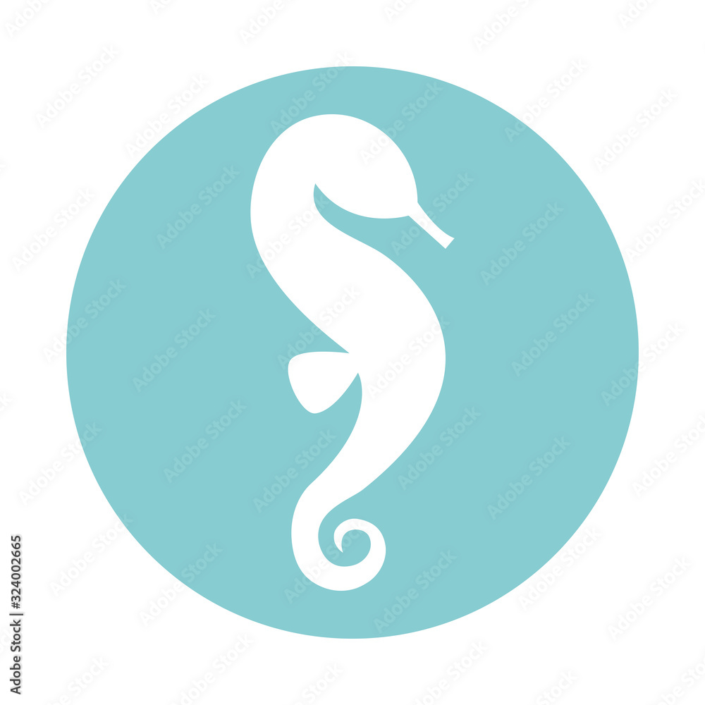 Isolated seahorse block style icon vector design Isolated seahorse block style icon vector design