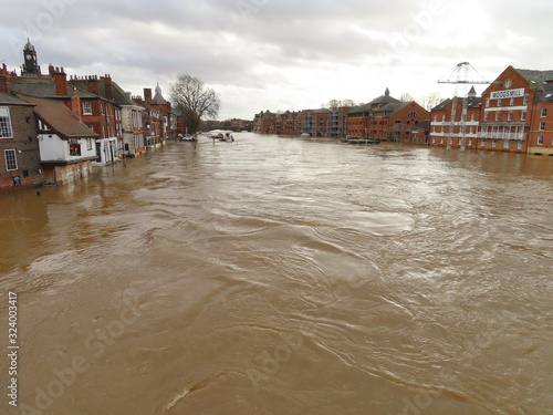 Принти на полотні River Levels in post Storm Dennis Flooding York 2020