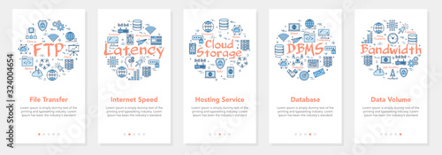 Vector five internet banners - FTP, Latency and bandwidth