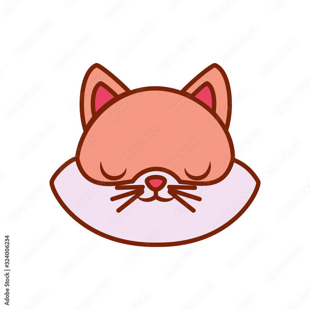 Cute kawaii cat cartoon line and fill style icon vector design Cute kawaii cat cartoon line and fill style icon vector design
