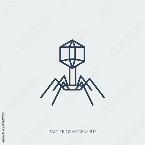 Medical icon of virus bacteriophage or harmful bacterium