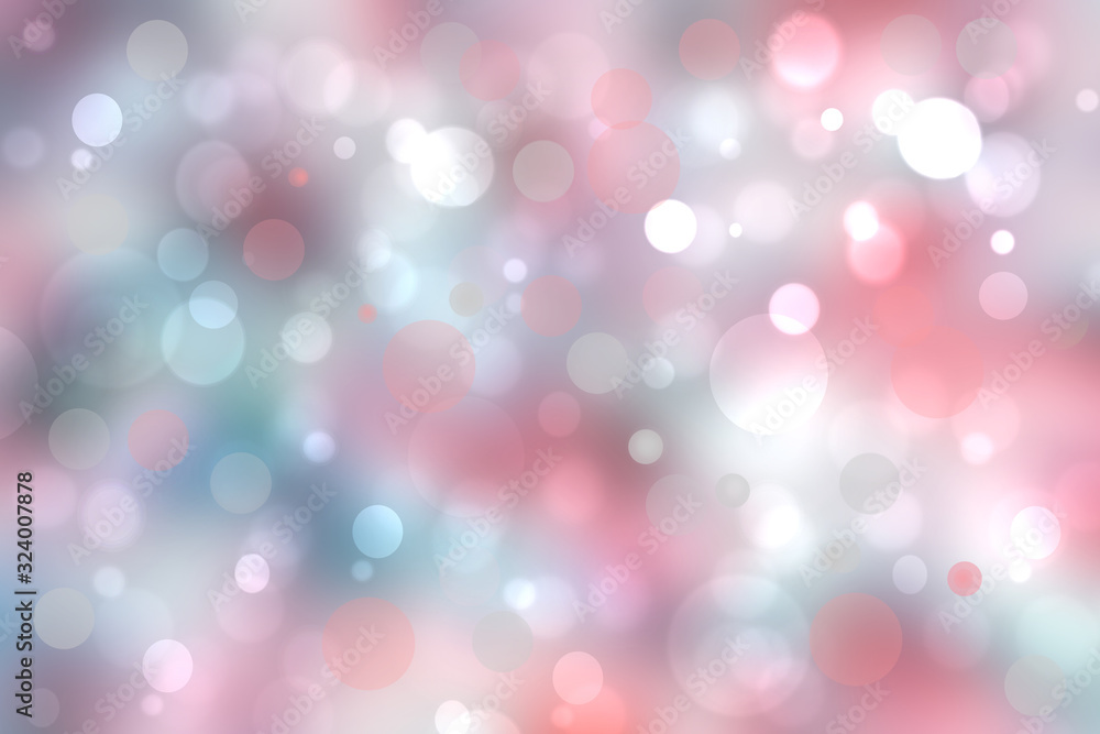 Fototapeta premium A festive abstract orange pink blue gradient background texture with glitter defocused sparkle bokeh circles. Card concept for Happy New Year, party invitation, valentine or other holidays.
