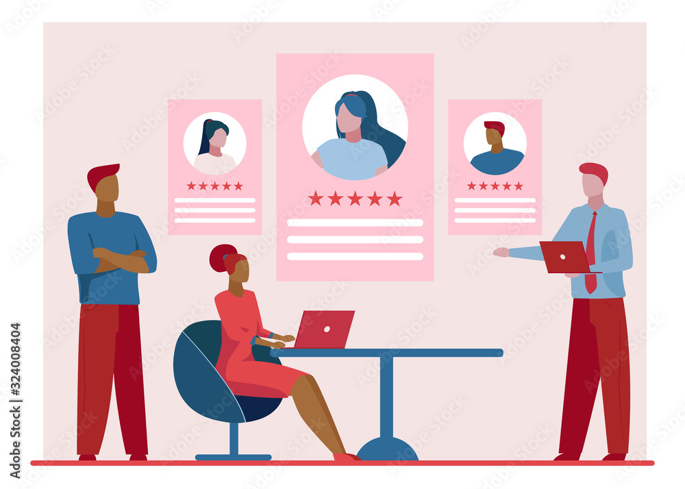 Best employees rating. Employers and recruit agents choosing job candidate flat vector illustration. Human resource, career concept for banner, website design or landing web page