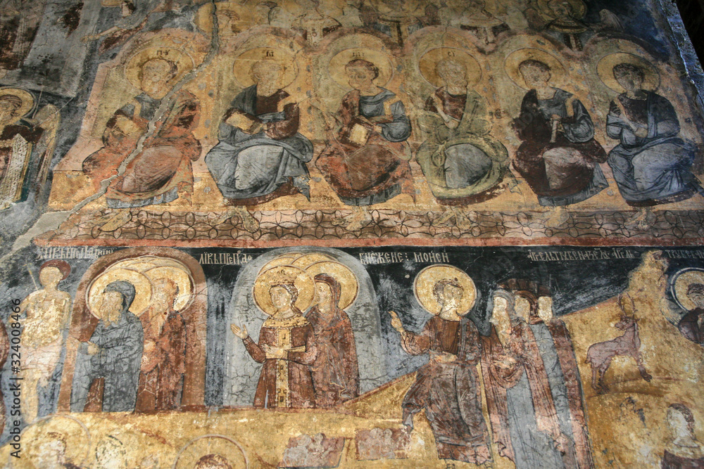 Frescoes in Annunciation monastery - one of Ovcar–Kablar Monasteries in Canyon of Western Morava River, Serbia