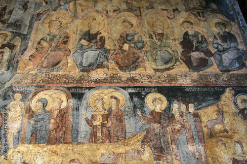 Frescoes in Annunciation monastery - one of Ovcar–Kablar Monasteries in Canyon of Western Morava River, Serbia