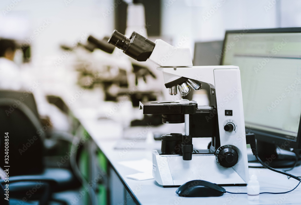 microscope on table in medical laboratory microscope on table in medical laboratory