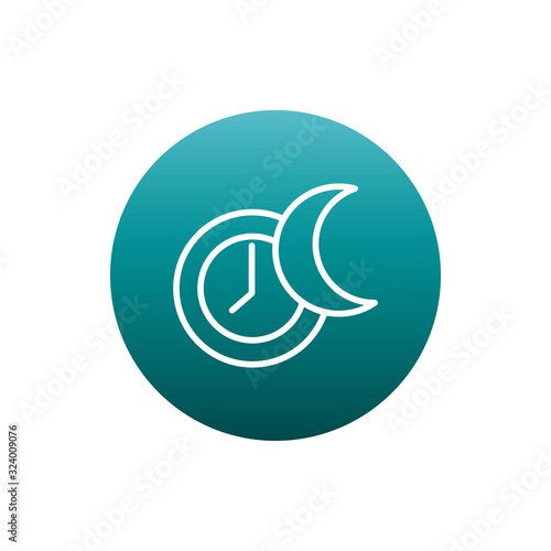 Isolated sleep clock and moon block gradient style icon vector design