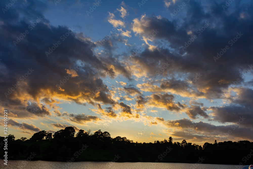 Beautiful sunset landscape around Lake Windermere Beautiful sunset landscape around Lake Windermere