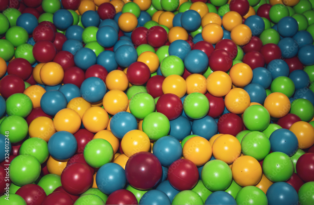 Children's playpen colorful balls. Top down view. Children's playpen colorful balls. Top down view.