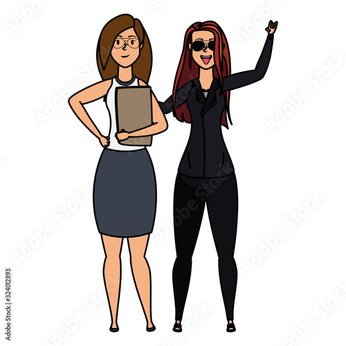 rude motorcyclist woman and businesswoman