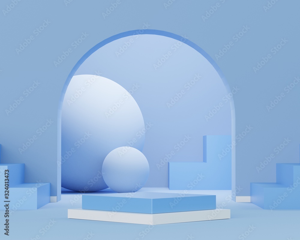 3d abstract minimal geometric forms. Glossy luxury podium for your design. Fashion show stage,pedestal, shopfront in colorful theme.